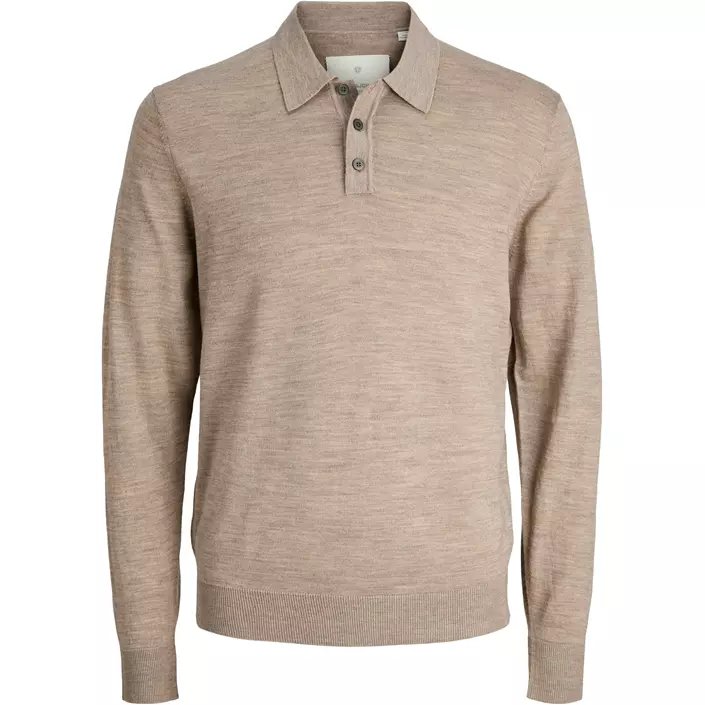 Jack & Jones Premium JPRBLAMERINO stickad tröja med merinoull, Greige Melange, large image number 0