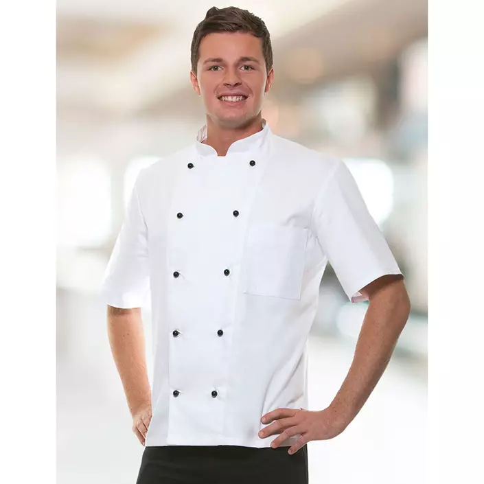 Karlowsky Lennert short-sleeved chefs jacket without buttons, White, large image number 1