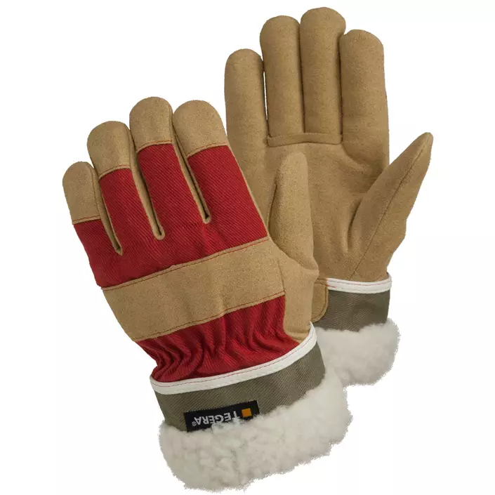Tegera 90098 winter work gloves for kids, Brown/Green/Red, large image number 0