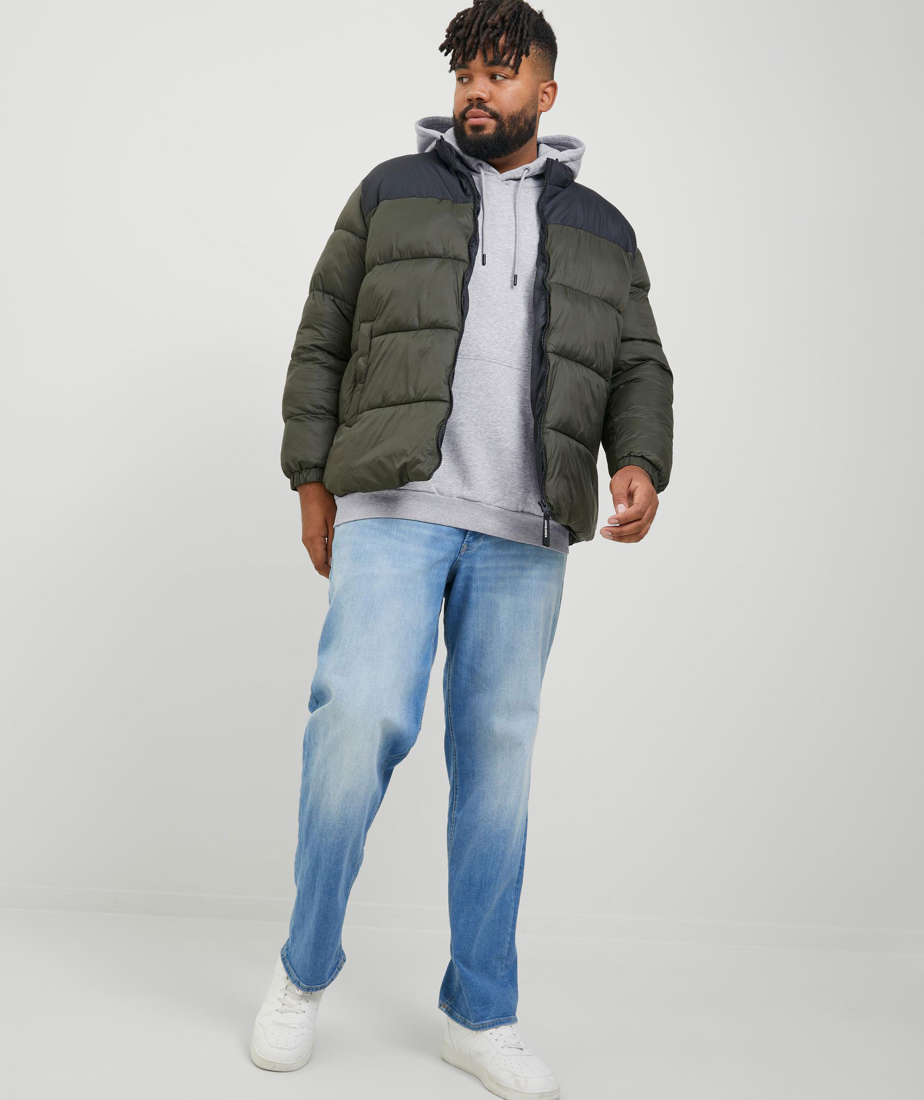 Jack & Jones Plus JJEBRADLEY hoodie, Light Grey Melange, large image number 5