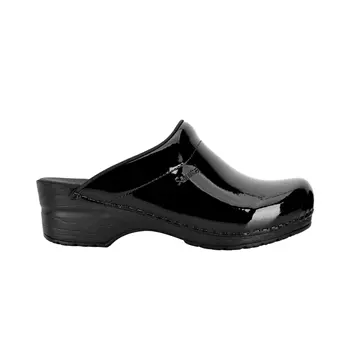 Sanita Original Sonja Patent clogs without heel cover, Black