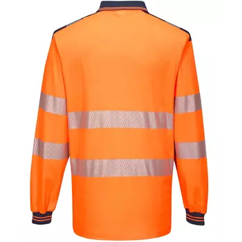 Portwest longsleeved polo shirt, Hi-Vis Orange/Dark Marine