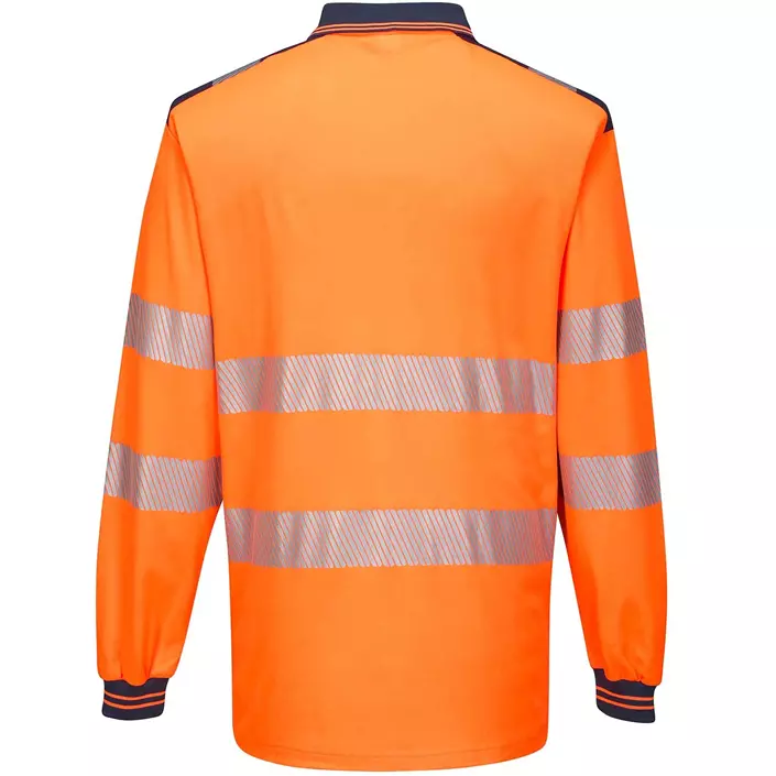 Portwest longsleeved polo shirt, Hi-Vis Orange/Dark Marine, large image number 1