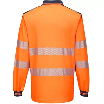 Portwest Langarm Poloshirt, Hi-Vis Orange/Dunkel Marine