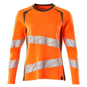 Mascot Accelerate Safe women's long-sleeved T-shirt, Hi-Vis Orange/Moss