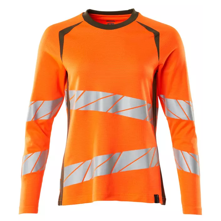 Mascot Accelerate Safe dame langærmet T-shirt, Hi-vis Orange/Mosgrøn, large image number 0