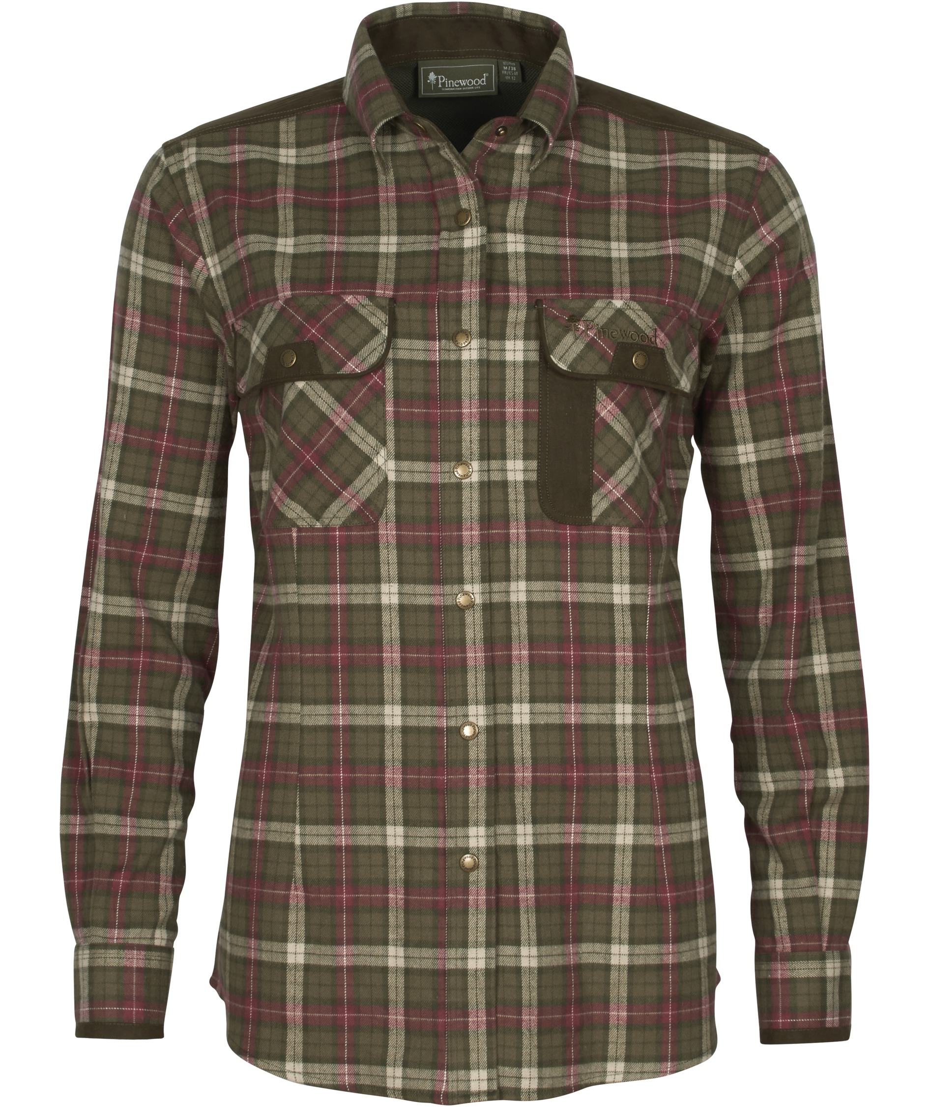 Pinewood Prestwick Exclusive dame flannelskjorte, Hunting Olive/Plum, Hunting Olive/Plum, swatch