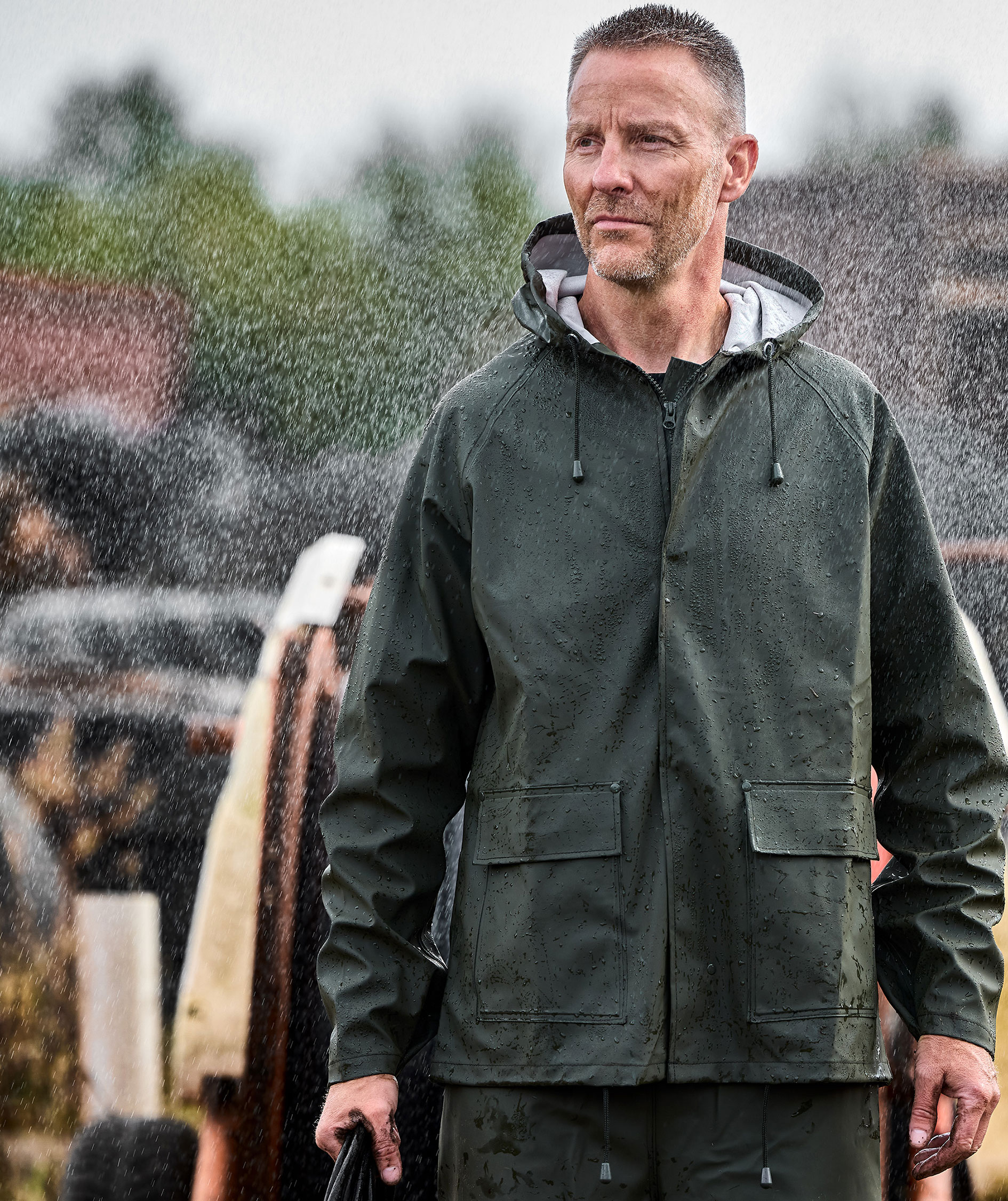 ELKA Elements Outdoor PU/PVC regnjacka, Olivgr&ouml;n