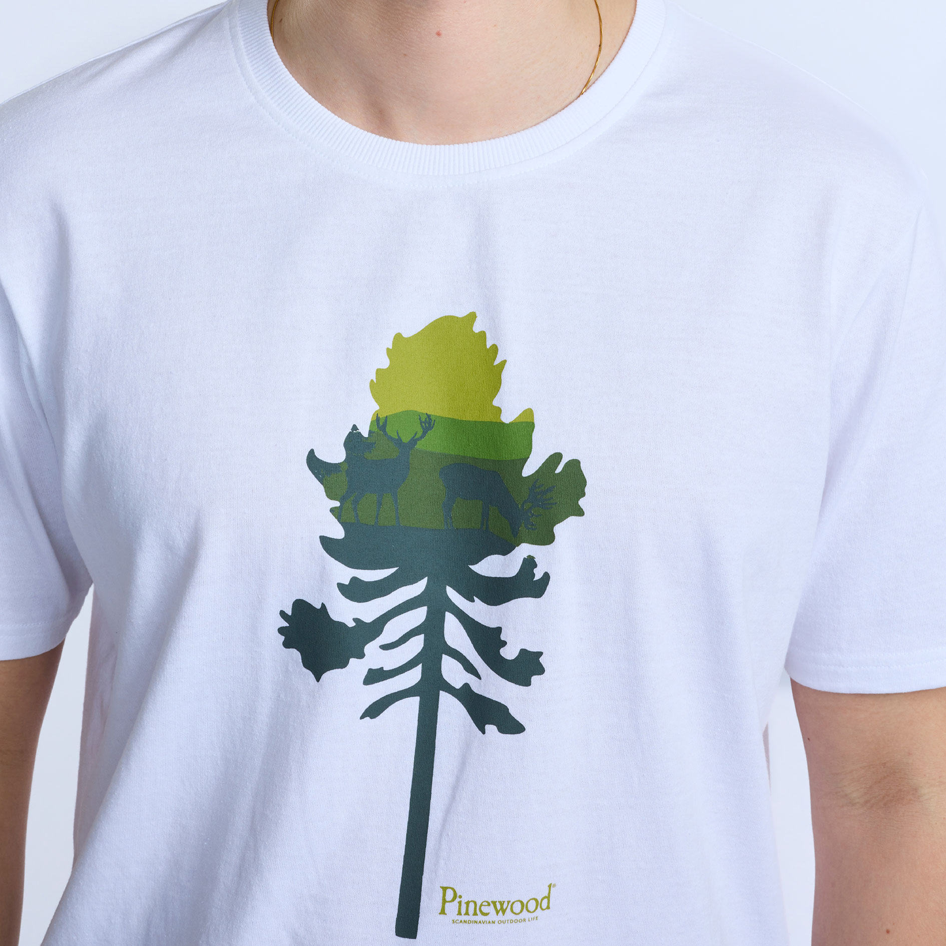 Pinewood Finnveden Recycled Outdoor T-shirt, White Melange Pine Tree, large image number 3