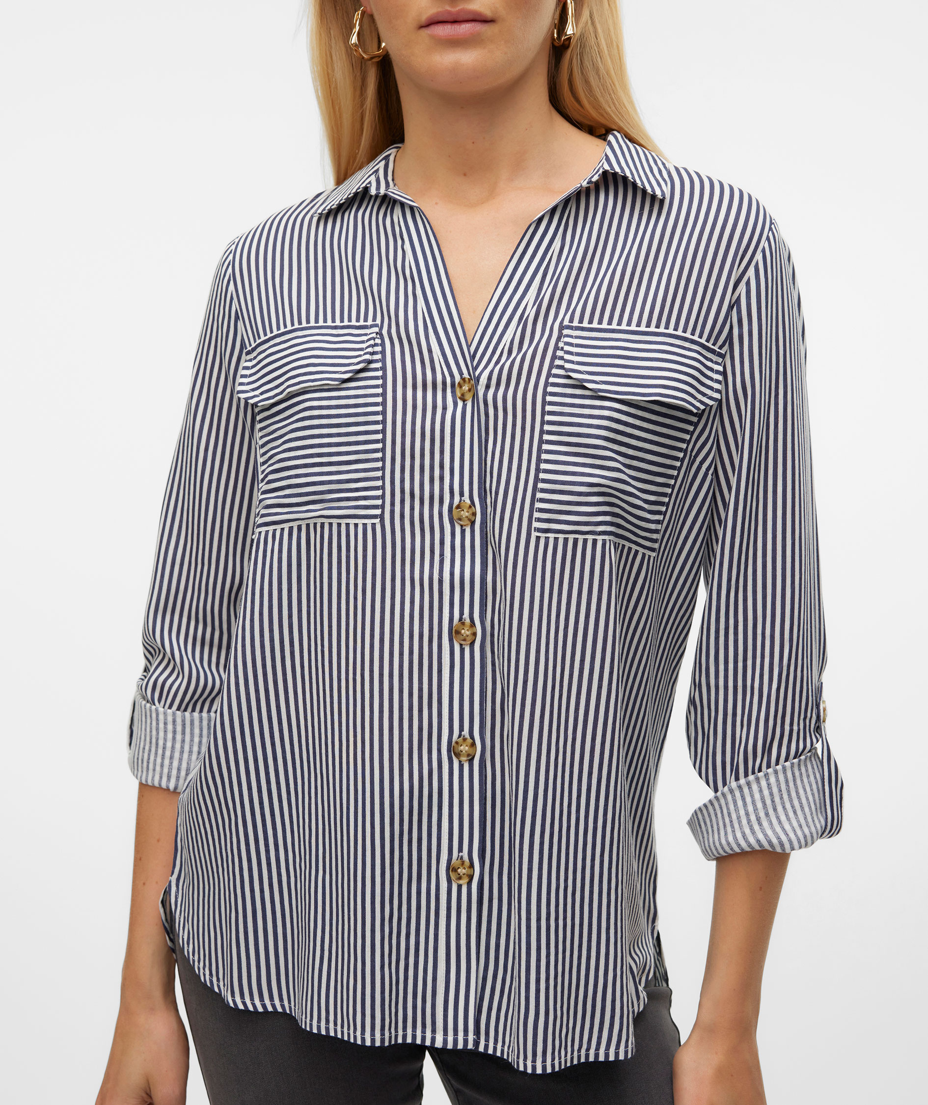 Vero Moda VMBUMPY dame skjorte, Snow White/India Ink, large image number 3