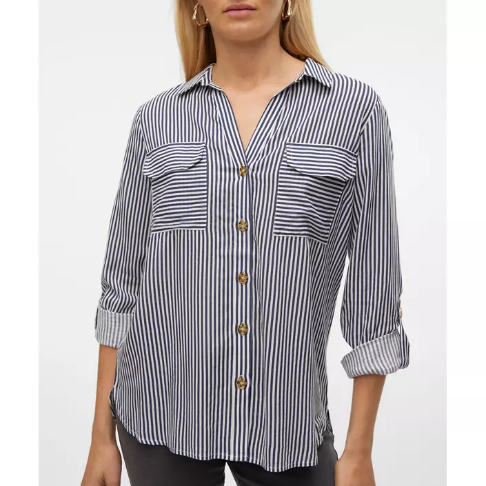 Vero Moda VMBUMPY skjorta dam, Snow White/India Ink, large image number 3