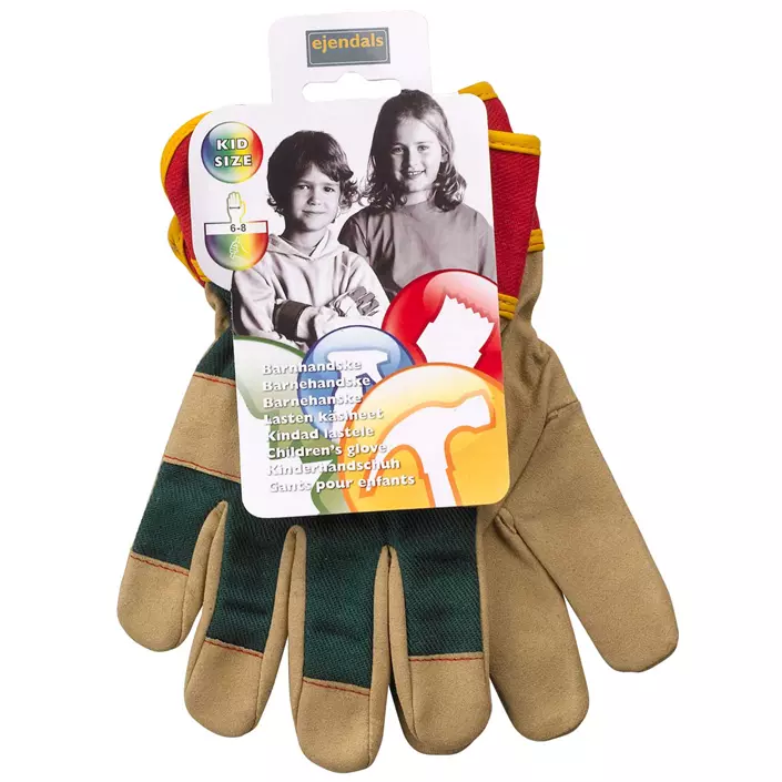 Tegera 90088 work gloves for kids, Brown/Red/Green, large image number 1