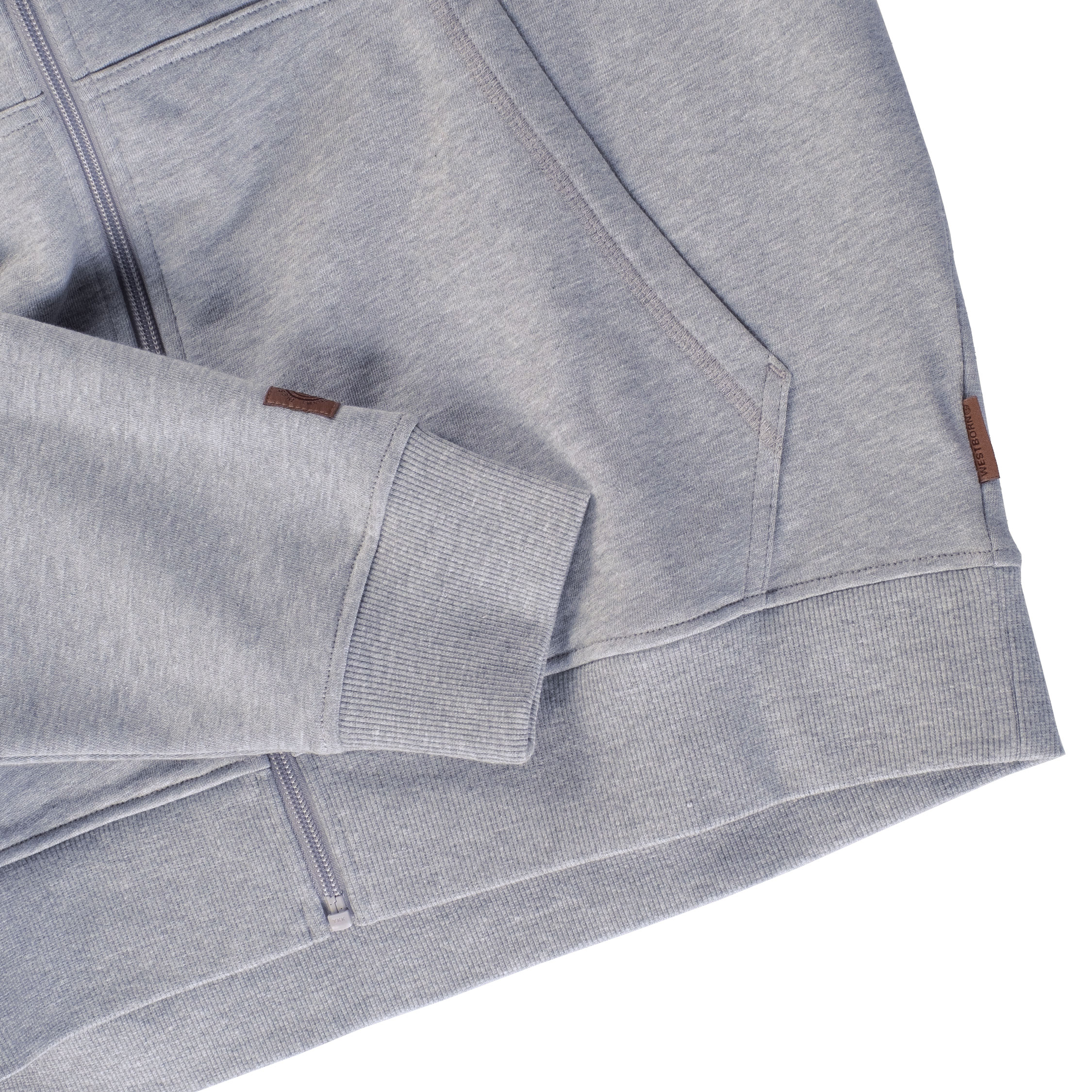 Westborn hoodie with zipper, Light Grey Melange, large image number 3