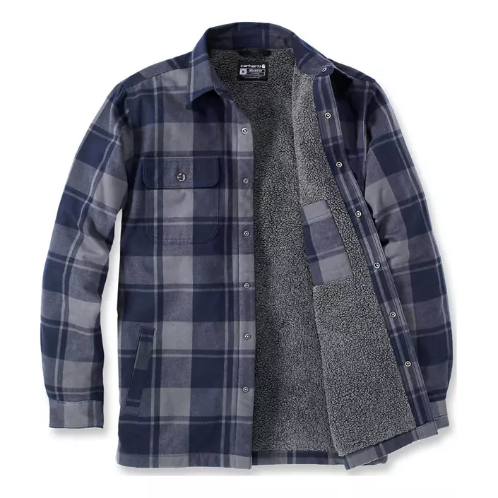 Carhartt foret flannel skjortejakke, Navy, large image number 1