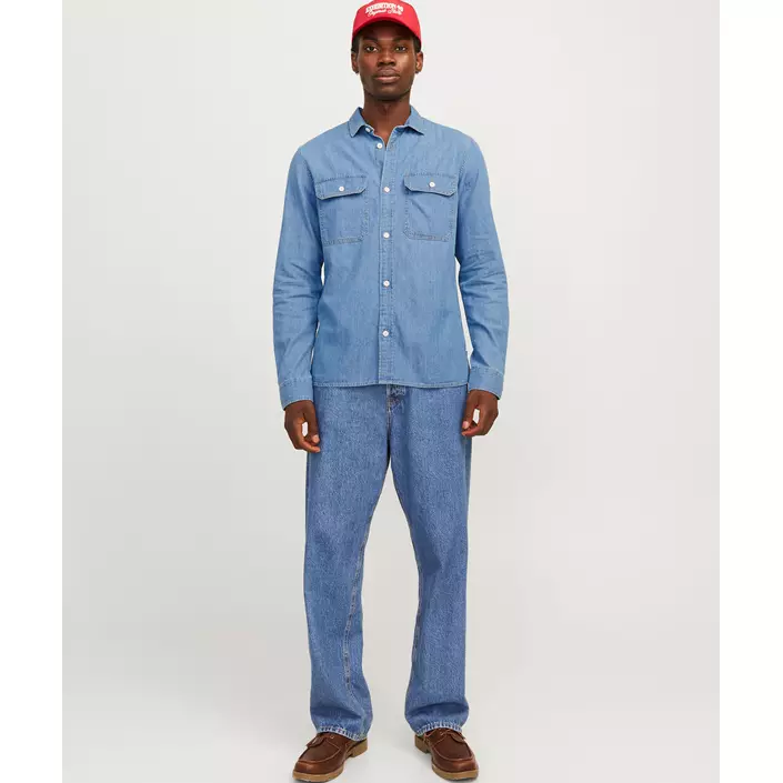 Jack & Jones JJETRAVIS Denim Hemd, Light Blue Denim, large image number 6