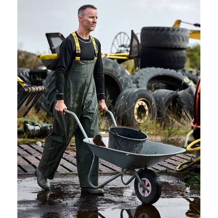 ELKA Elements PU/PVC regnhängselbyxa, Olivgrön, large image number 4