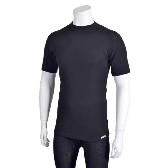 by Mikkelsen short-sleeved underwear shirt with merino wool, Black, large image number 0