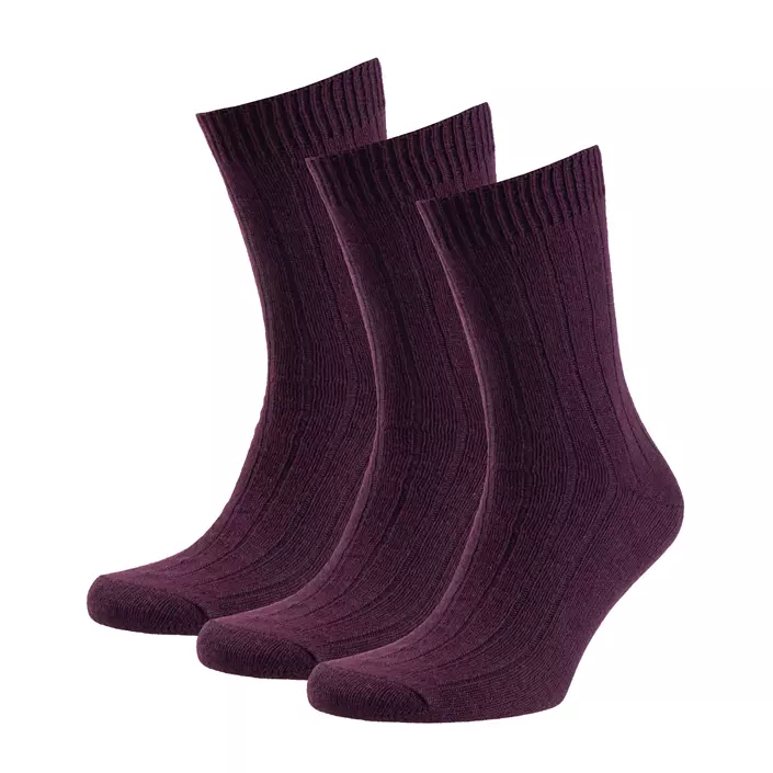 3-pack sokker med merinoull, Aubergine, large image number 0