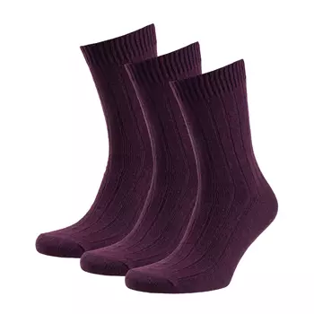3-pack sokker med merinoull, Aubergine
