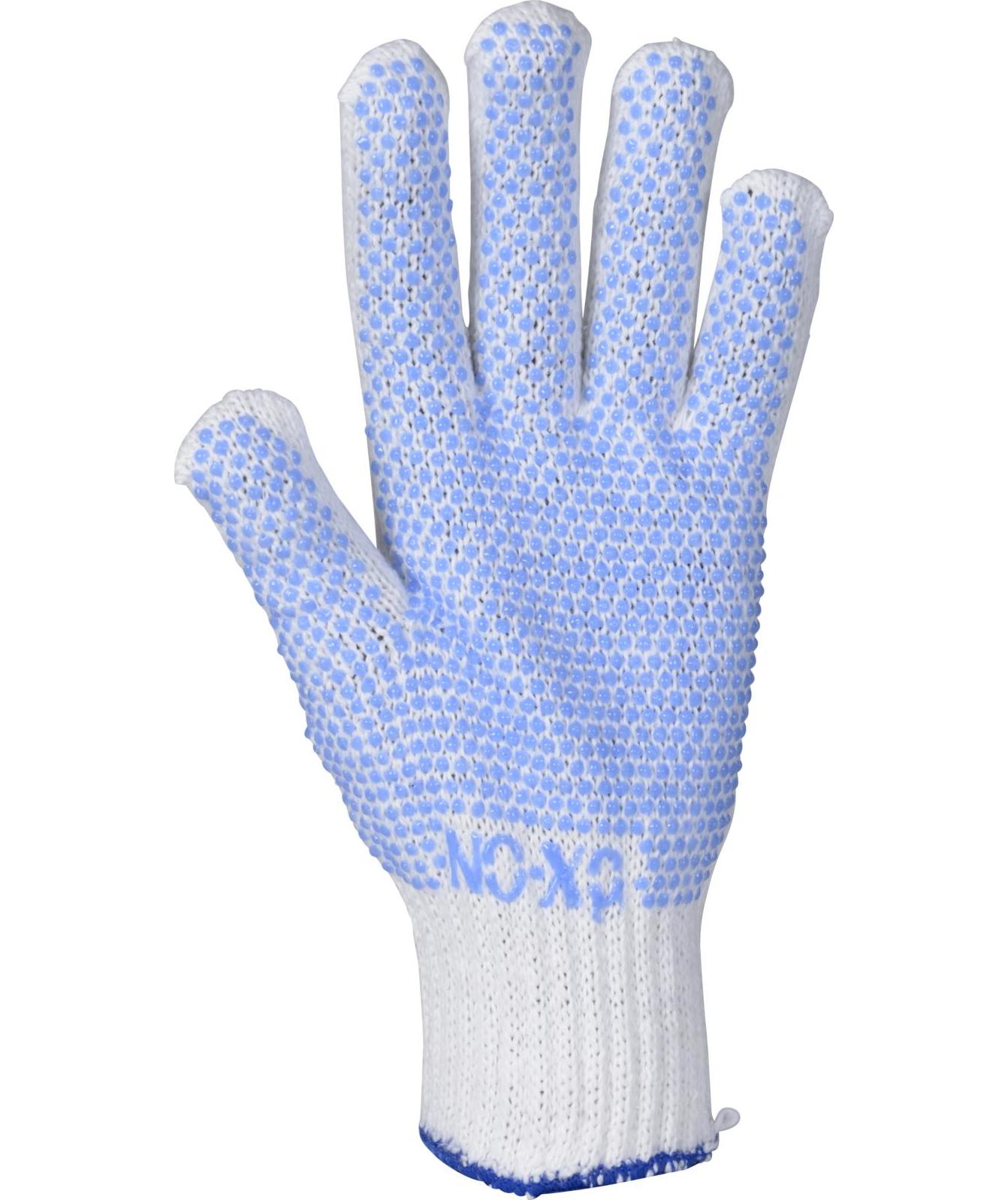 OX-ON Knitted Supreme 13600 Dots arbejdshandsker, Hvid/Bl&aring;
