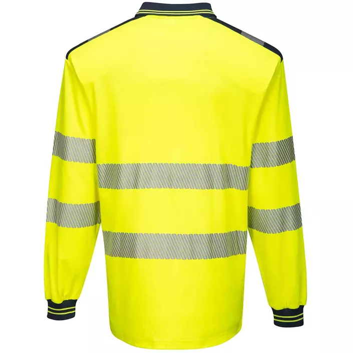 Portwest longsleeved polo shirt, Hi-Vis Yellow/Dark Marine, large image number 1