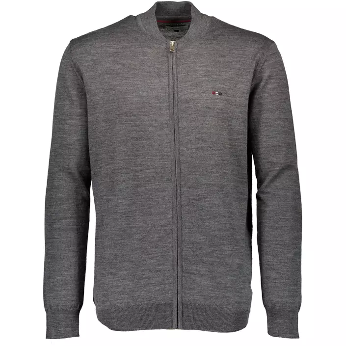 Bison stickad cardigan med merinoull, Grey Mel, large image number 0