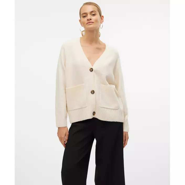 Vero Moda VMBOOM stickad cardigan dam, Birch Melange, large image number 1