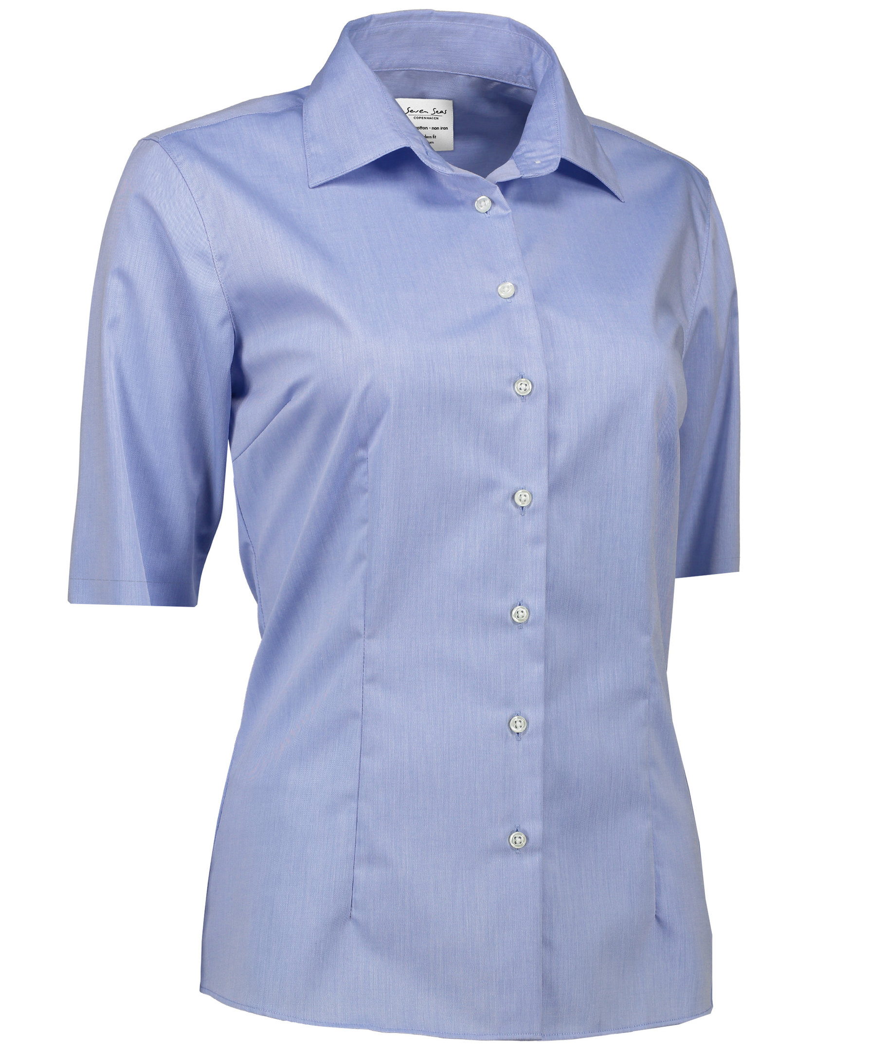 Seven Seas Fine Twill kort&aelig;rmet Modern fit  dameskjorte, Lys Bl&aring;, large image number 2