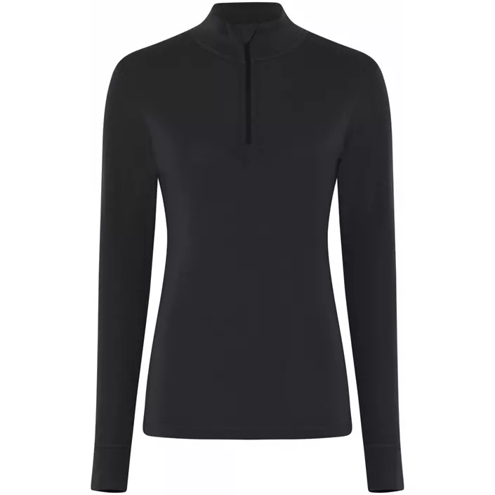 Dovre half-zip dame baselayer trøje med merinould, Black, large image number 0