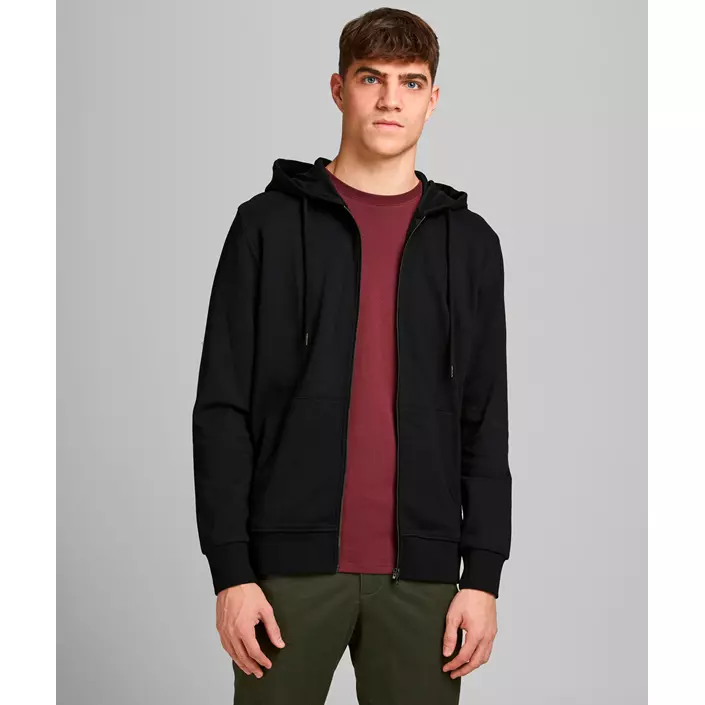 Jack & Jones JJEBASIC hoodie with full zipper, Black, large image number 1
