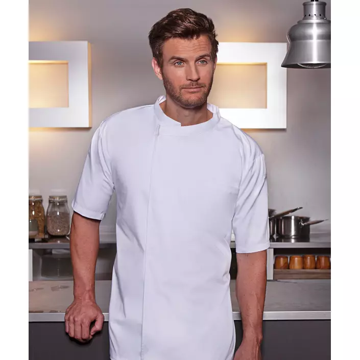 Karlowsky Basic kortermet kokk skjorte, Hvit, large image number 1