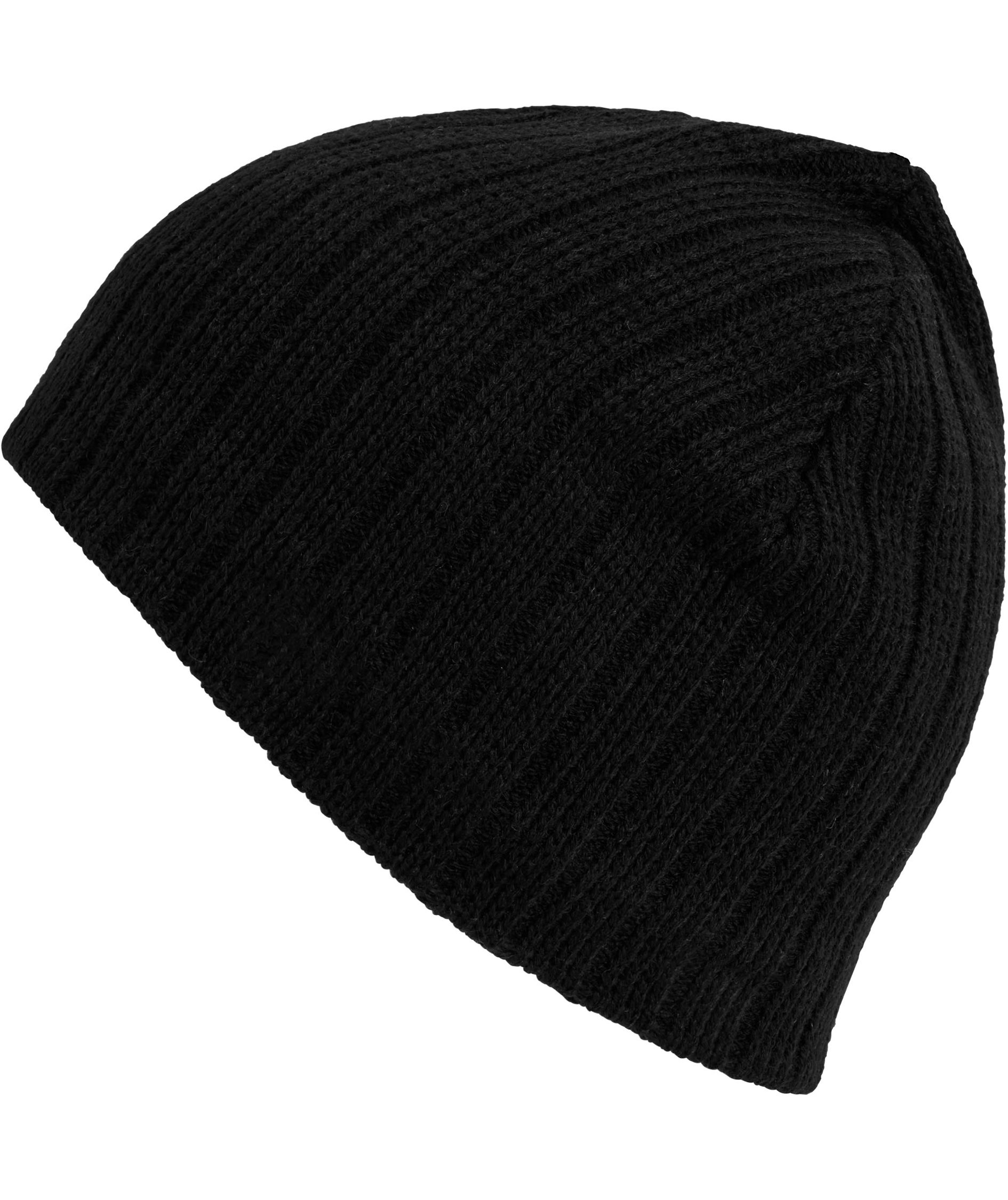 ID knitted hat with fleece headband, Black, Black, large image number 2