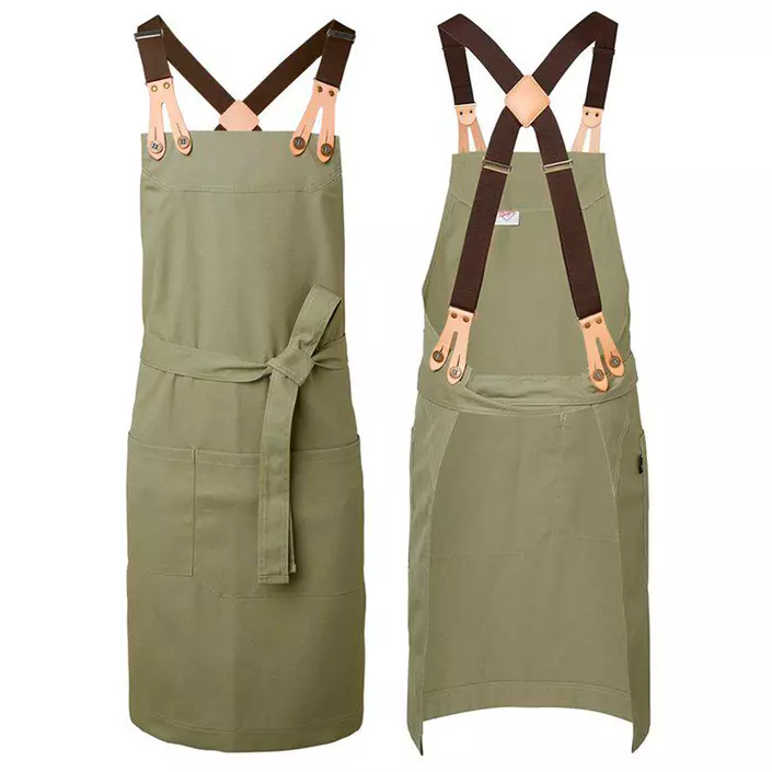 Segers bib apron with pocket, Khaki, Khaki, large image number 3