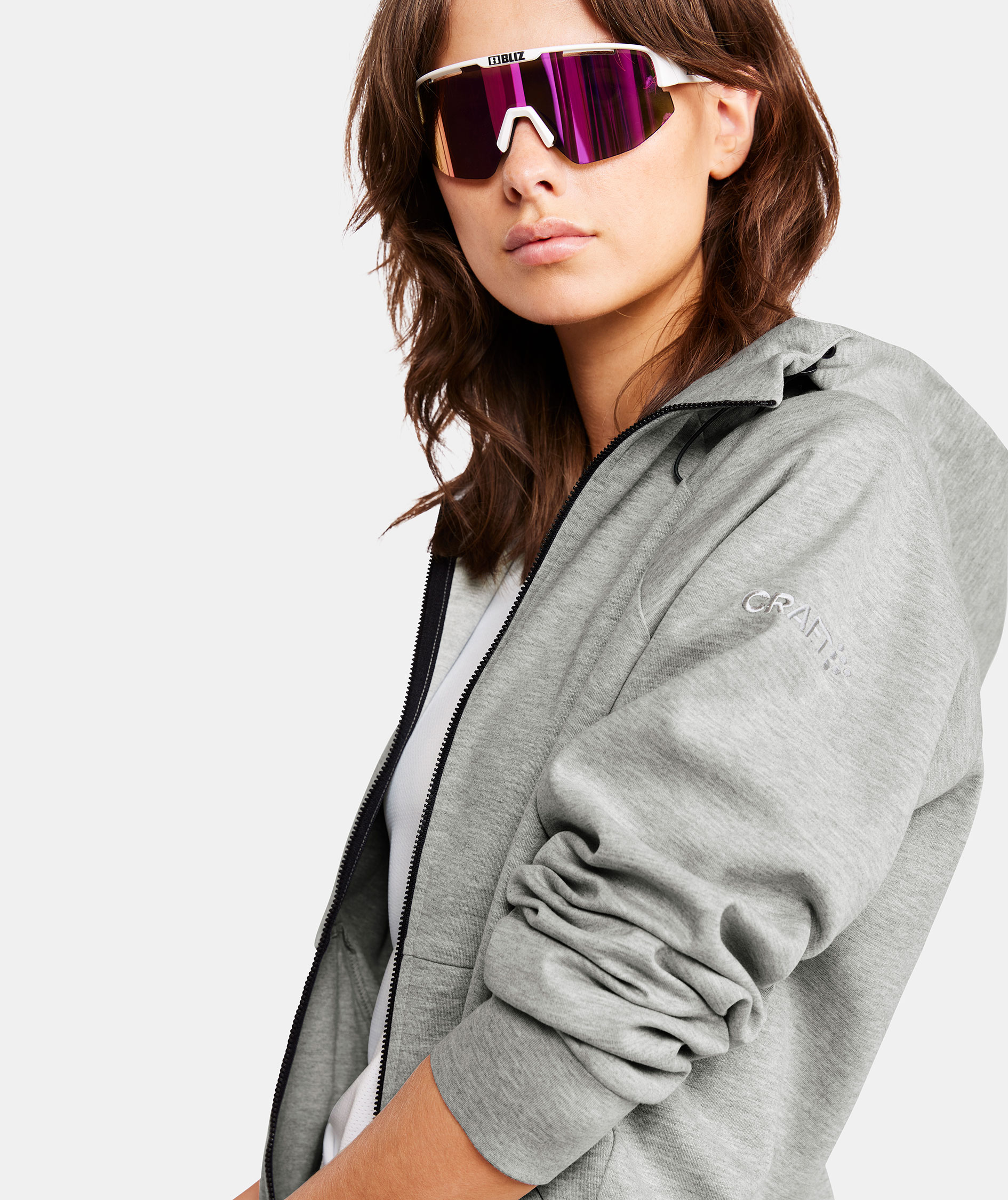 Craft ADV Join women's hoodie with zipper, Grey melange, large image number 5