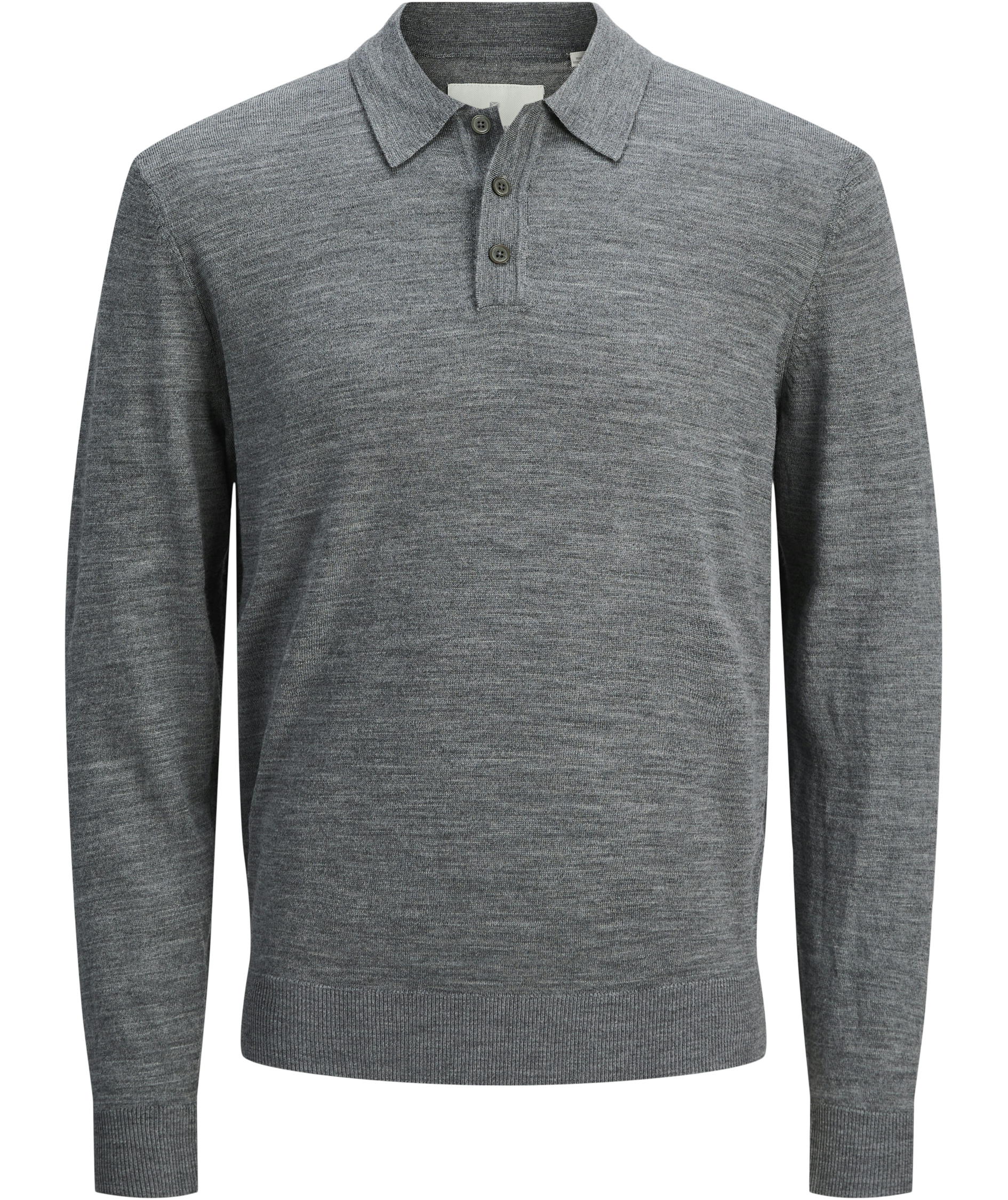 Jack & Jones Premium JPRBLAMERINO knitted polo with merino wool, Medium Grey Melange, Medium Grey Melange, swatch