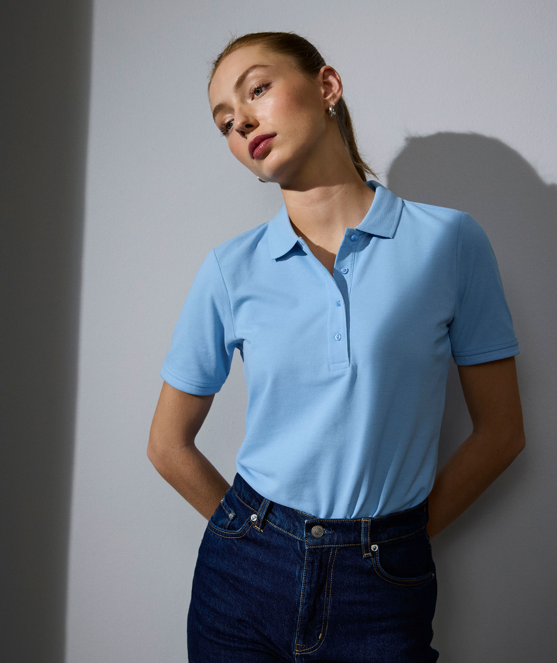 ID PRO Wear CARE dame polo T-shirt, Lys Bl&aring;