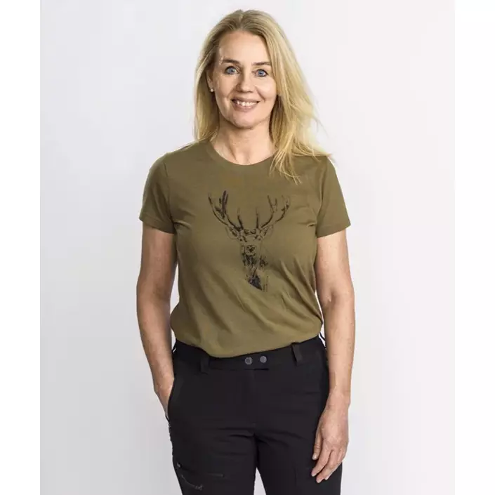 Pinewood Red Deer dame T-shirt, Hunting Olive, large image number 1