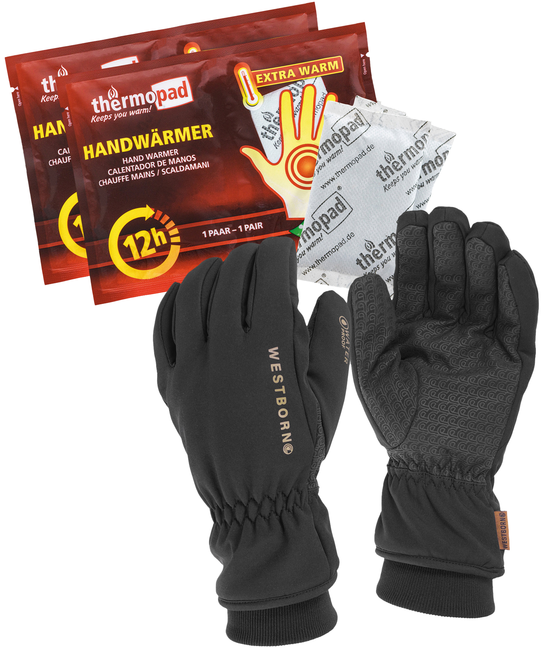 Westborn gloves and 2 Thermopad hand warmers