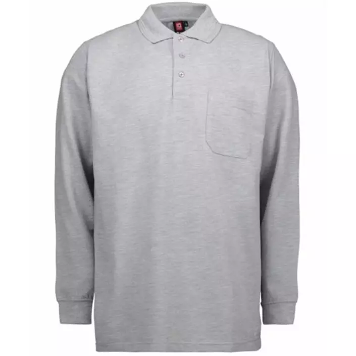 ID PRO Wear Polo shirt with long sleeves, Grey Melange, large image number 1