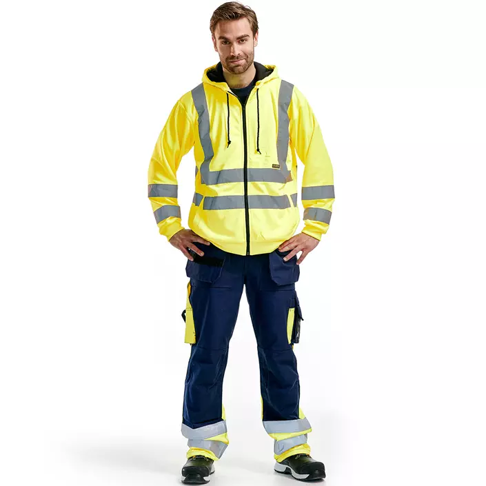 Blåkläder craftsman trousers, Marine/Hi-Vis yellow, large image number 1