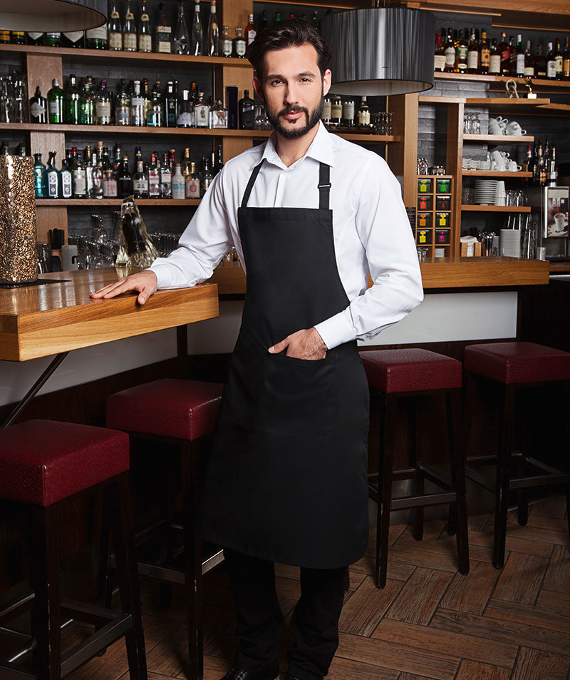 Karlowsky Basic bib apron with pockets, Black, Black, large image number 1