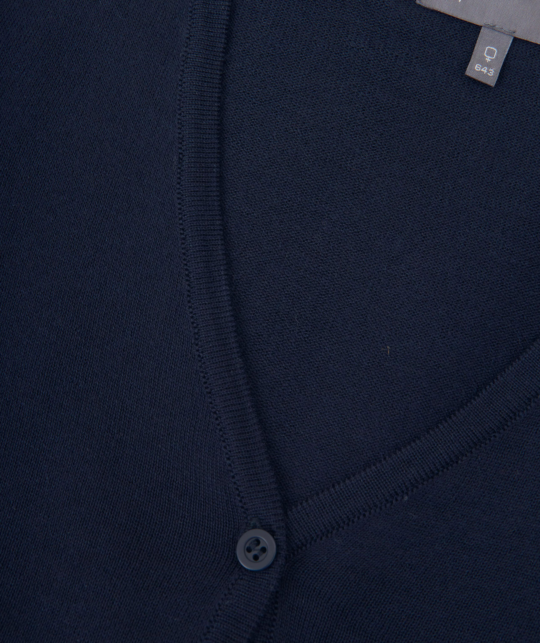 ID stickad cardigan med merinoull dam, Marinbl&aring;, large image number 3