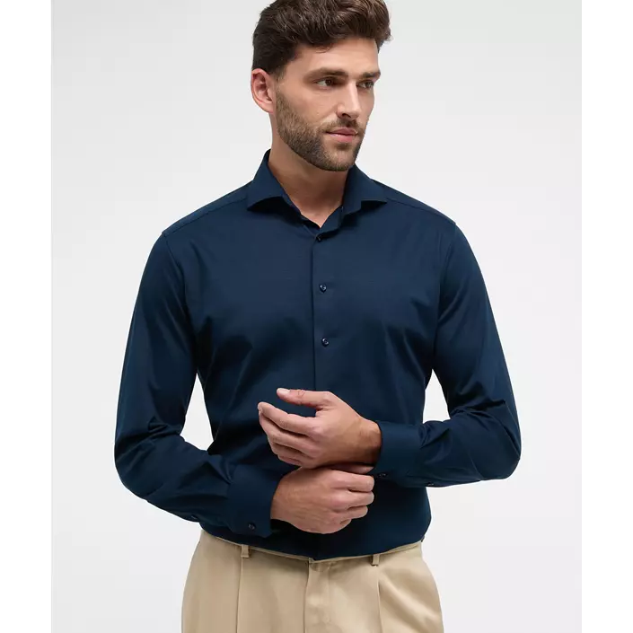 Eterna Soft Tailoring Jersey Modern fit skjorte, Navy, large image number 1