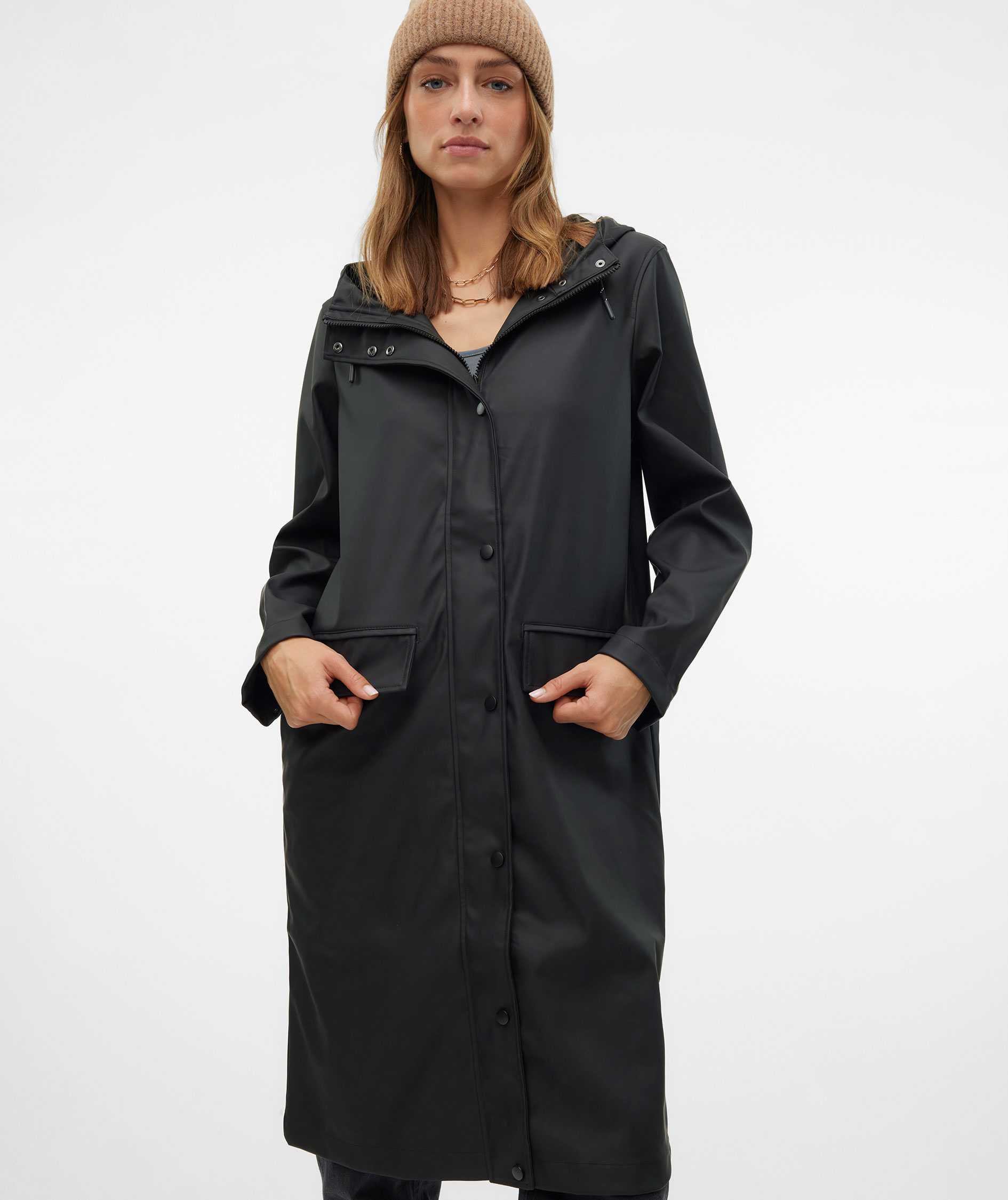 Vero Moda VMMALOU long rain jacket, Black