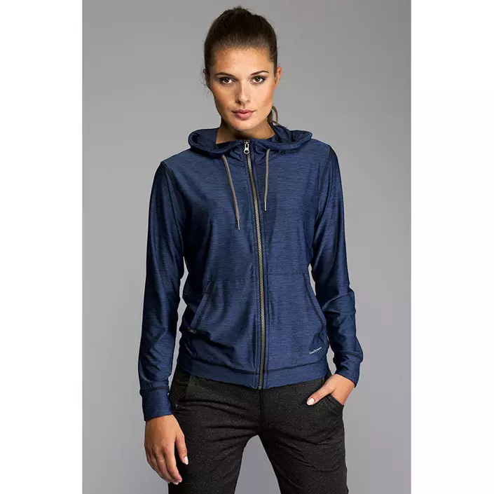 Pitch Stone Cooldry dame hoodie med lynlås, Navy melange, large image number 1