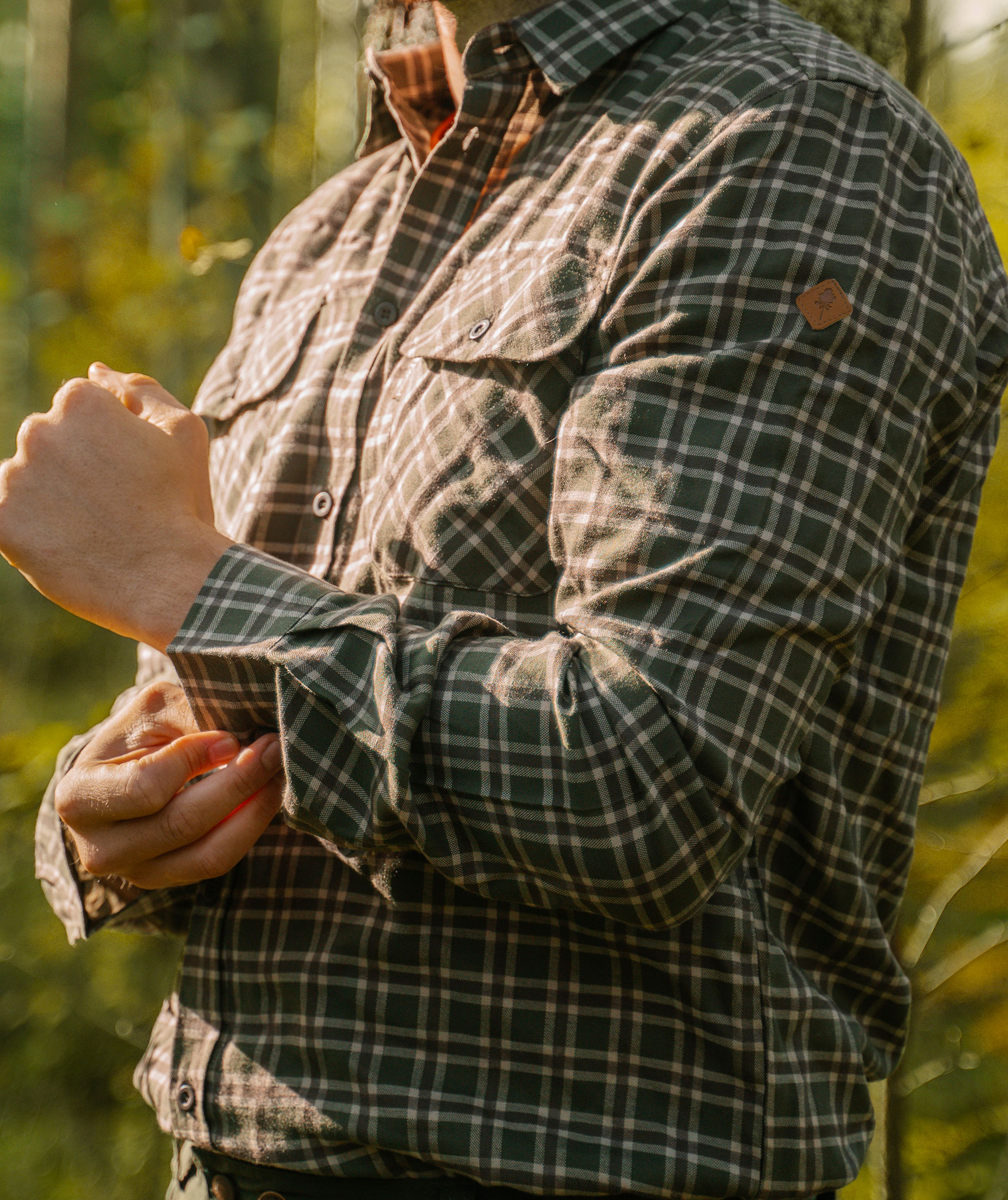 Pinewood Lappland skjorte med uld, Moss Green/Light Khaki, large image number 7