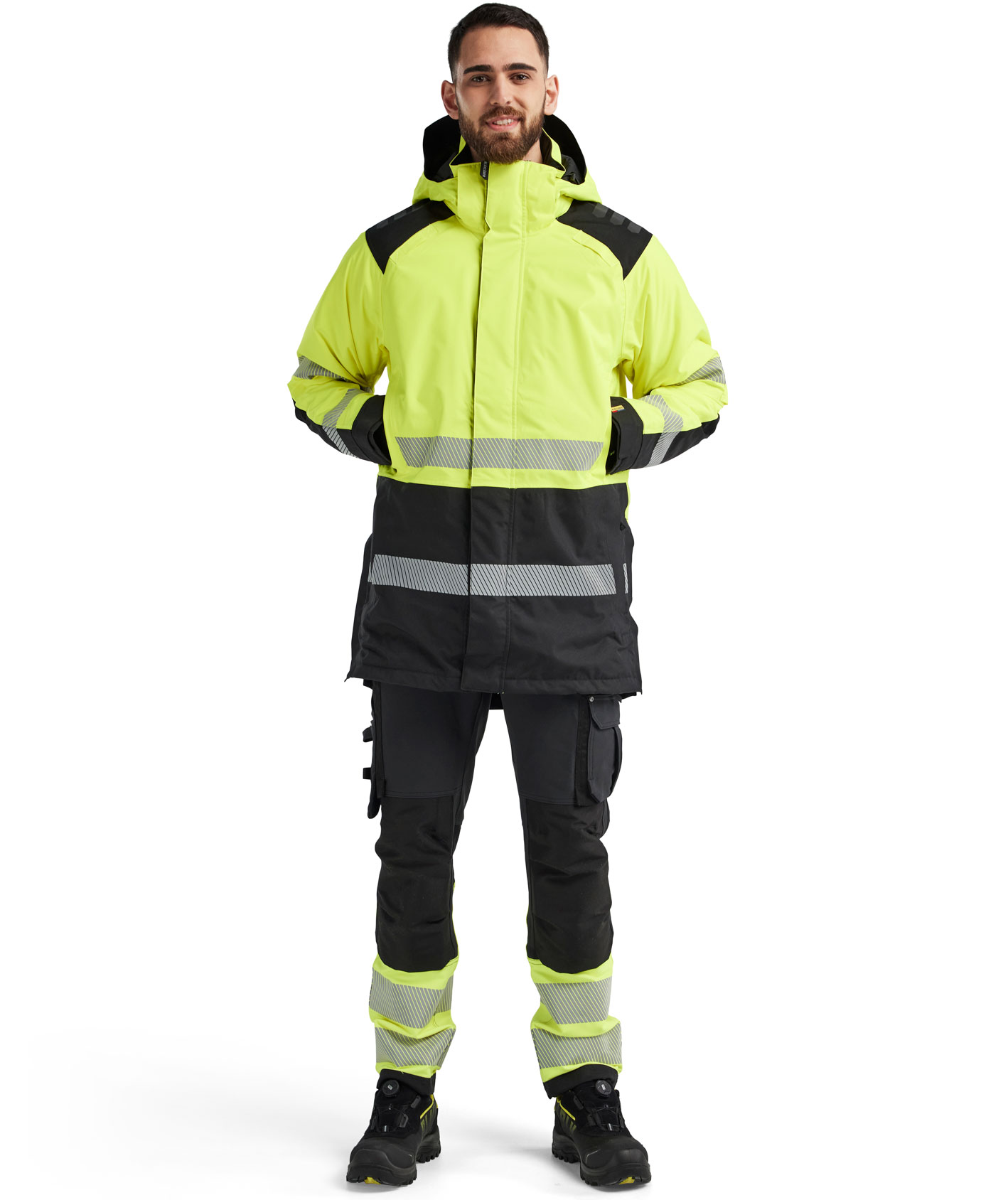 Bl&aring;kl&auml;der vinter parkas, Varsel Gul/Svart