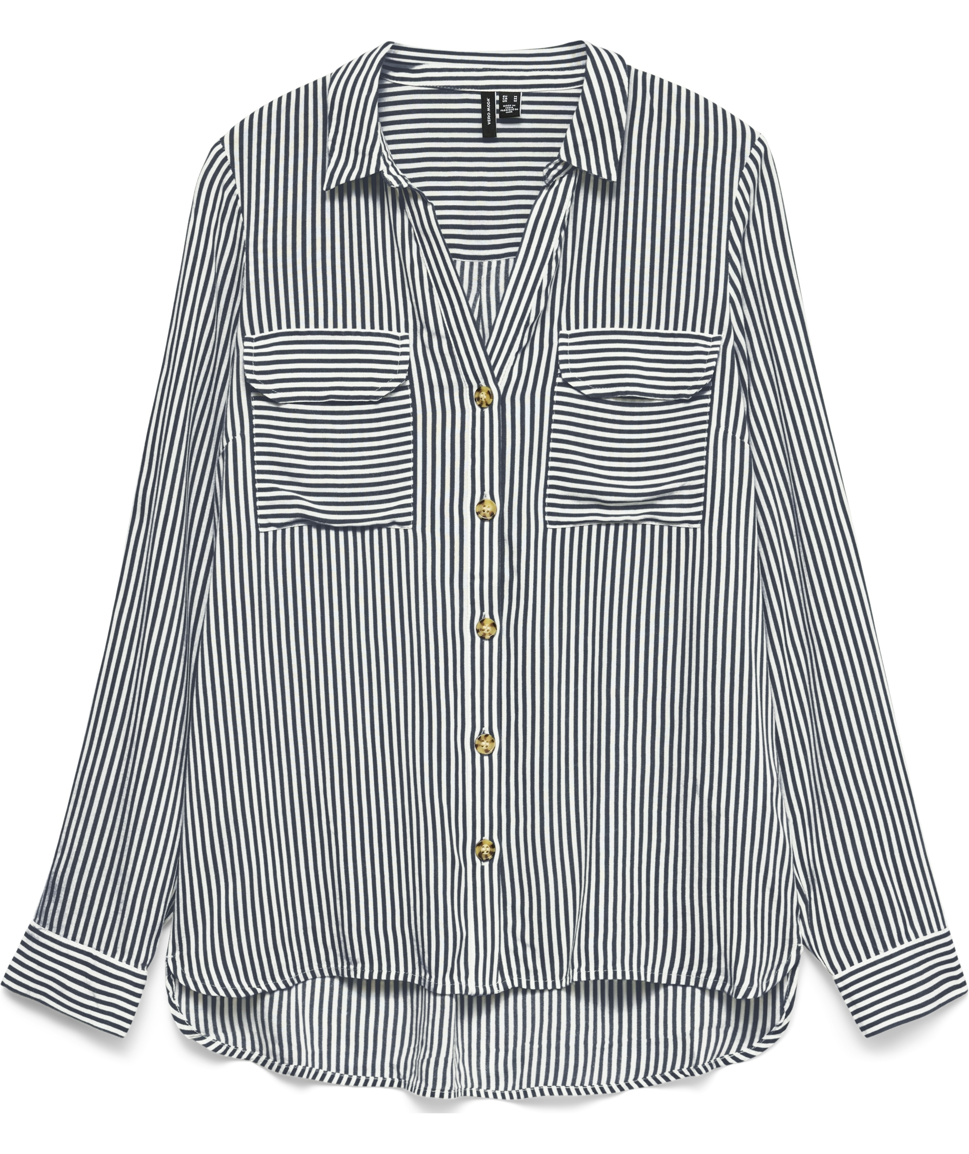 Vero Moda VMBUMPY dame skjorte, Snow White/India Ink, Snow White/India Ink, swatch