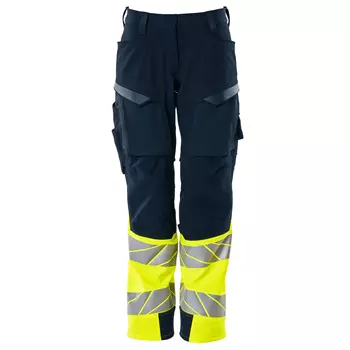 Mascot Accelerate Safe women's work trousers full stretch, Dark Marine/Hi-Vis Yellow