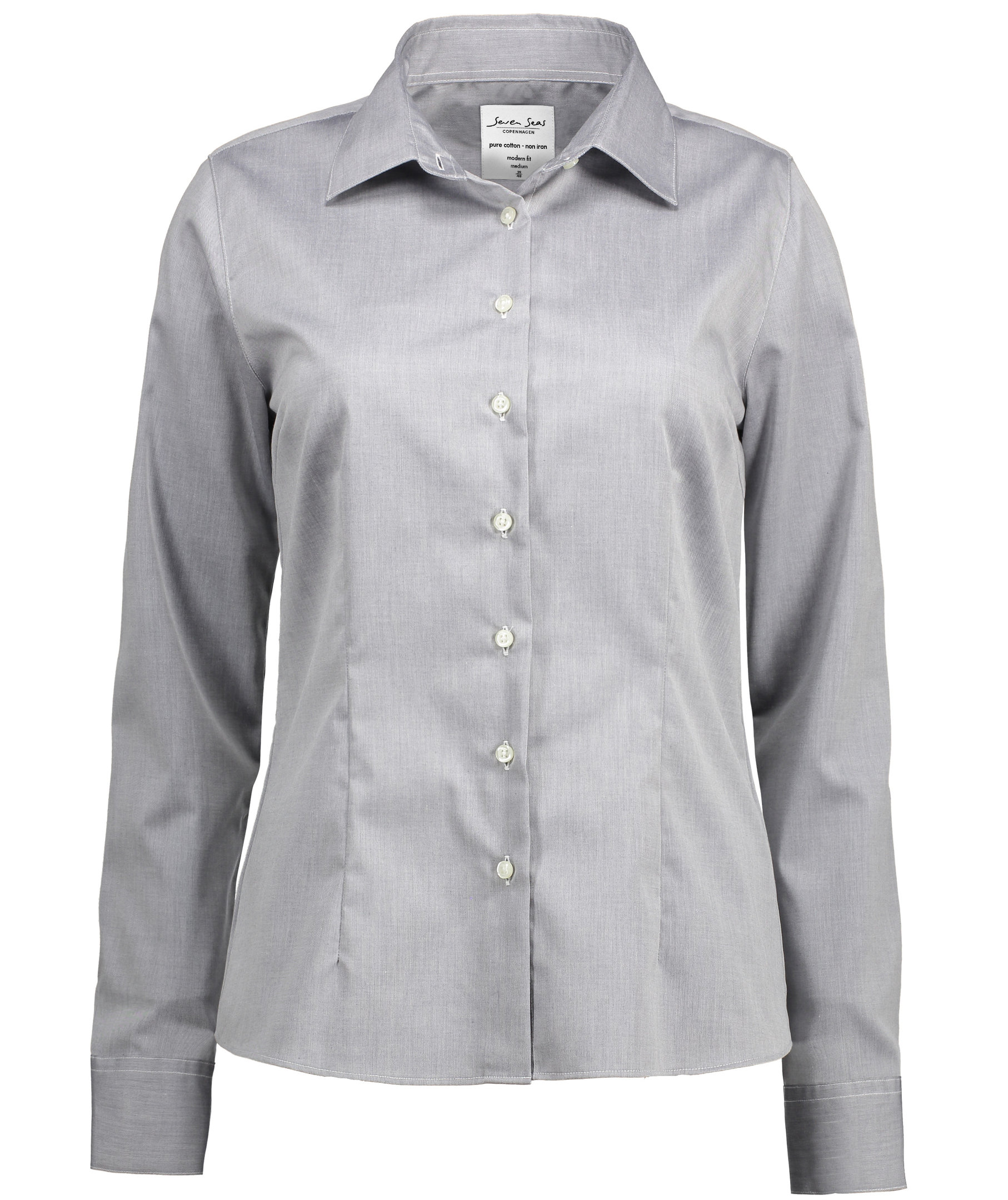 Seven Seas Fine Twill women's modern fit shirt, Silver Grey, Silver Grey, swatch